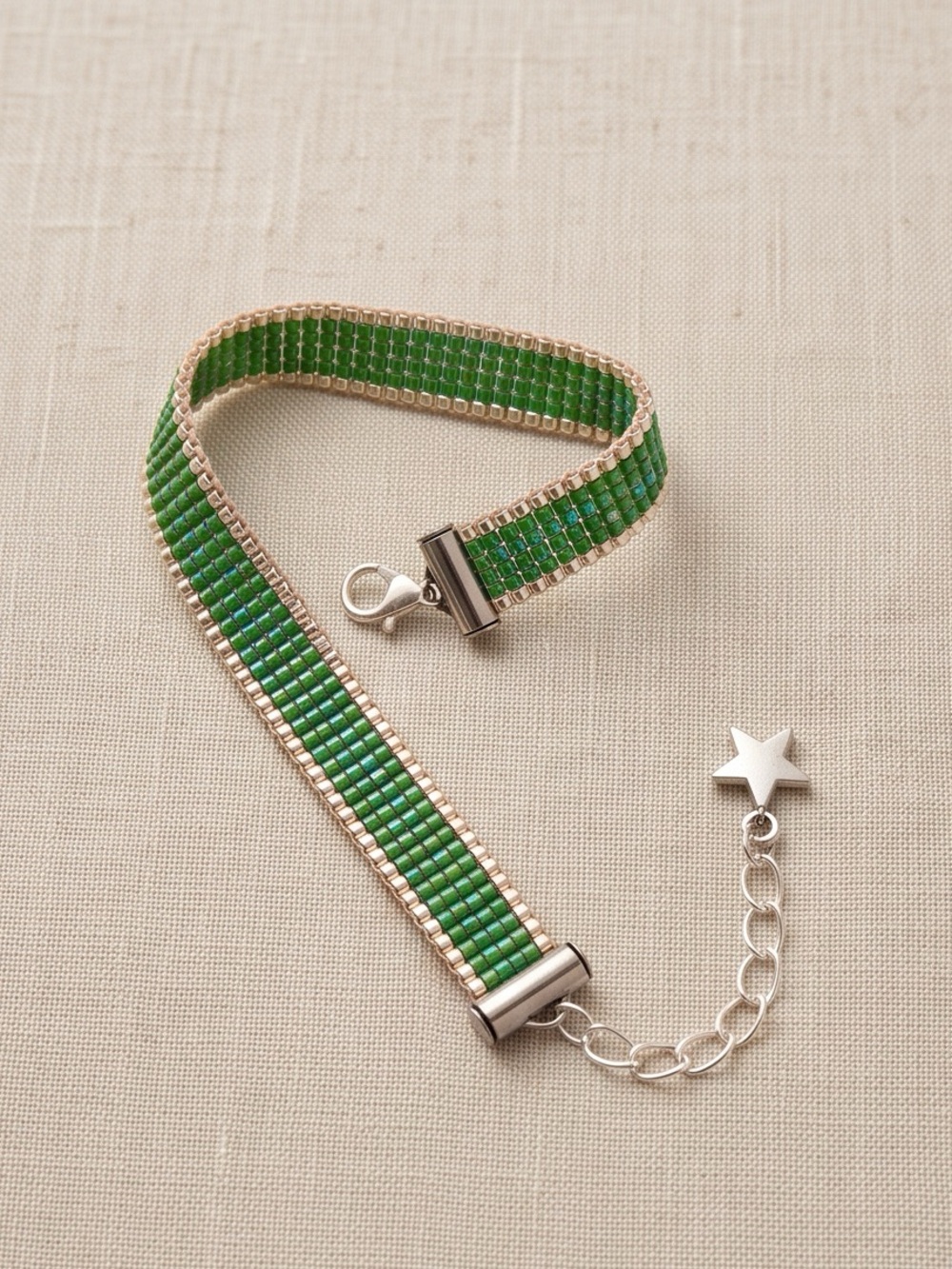 NWT - Atika Loom Emerald Mist Miyuki Delica Beaded Bracelet